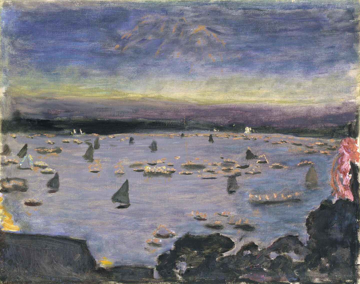 Pierre Bonnard (1867–1947) Lampionkorso auf der Außenalster, 1913 Öl auf Leinwand, 37,5 x 47,5 cm © Hamburger Kunsthalle / bpk Foto: Elke Walford