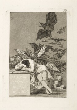 Francisco Goya Der Schlaf der Vernunft bringt Ungeheuer hervor, 1797–1799