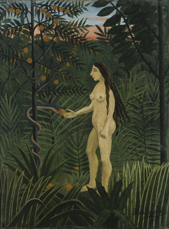Henri Rousseau (1844–1910), Eva im irdischen Paradies, um 1906/07, Öl auf Leinwand, 62 x 46 cm, Dauerleihgabe der Stiftung Hamburger Kunstsammlungen © SHK / Hamburger Kunsthalle / bpk Foto: Elke Walford