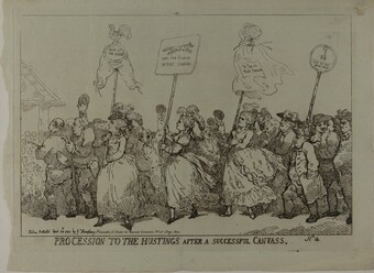 Thomas Rowlandson (1757–1827) Procession to the Hustings after a Successful Canvass, 1784, Privatsammlung, Hamburg © Foto: Petra Dwenger