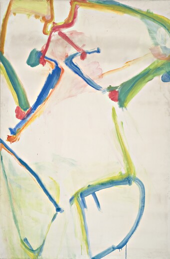 Maria Lassnig (1919–2014), Figur mit blauem Hals, 1961, Öl auf Leinwand, 194,8 x 129,8 cm, Maria Lassnig Stiftung, © Maria Lassnig Stiftung / VG Bild-Kunst, Bonn 2026