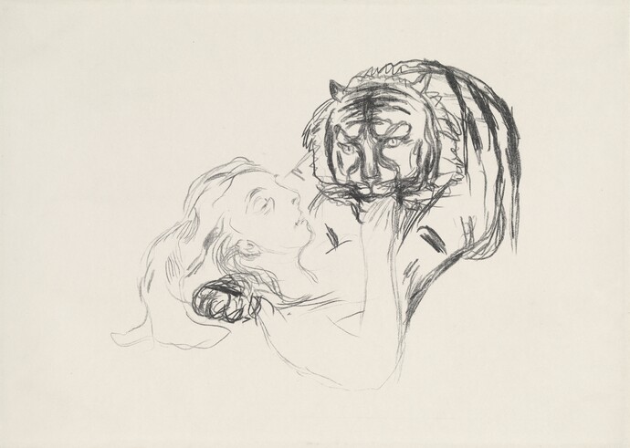 Edvard Munch (1863–1944), Der Tiger, 1909, Aus der Serie: Alpha und Omega, Hamburger Kunsthalle, Kupferstichkabinett © Hamburger Kunsthalle / bpk, Foto: Christoph Irrgang