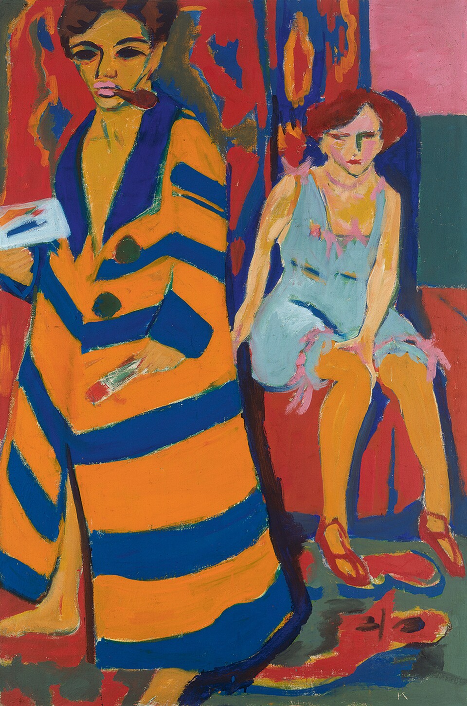 Ernst Ludwig Kirchner (1880 - 1938), Maler und Modell, 1910 (überarbeitet 1926)  Öl auf Leinwand 150,4 cm x 100 cm © Hamburger Kunsthalle / bpk  Foto: Elke Walford