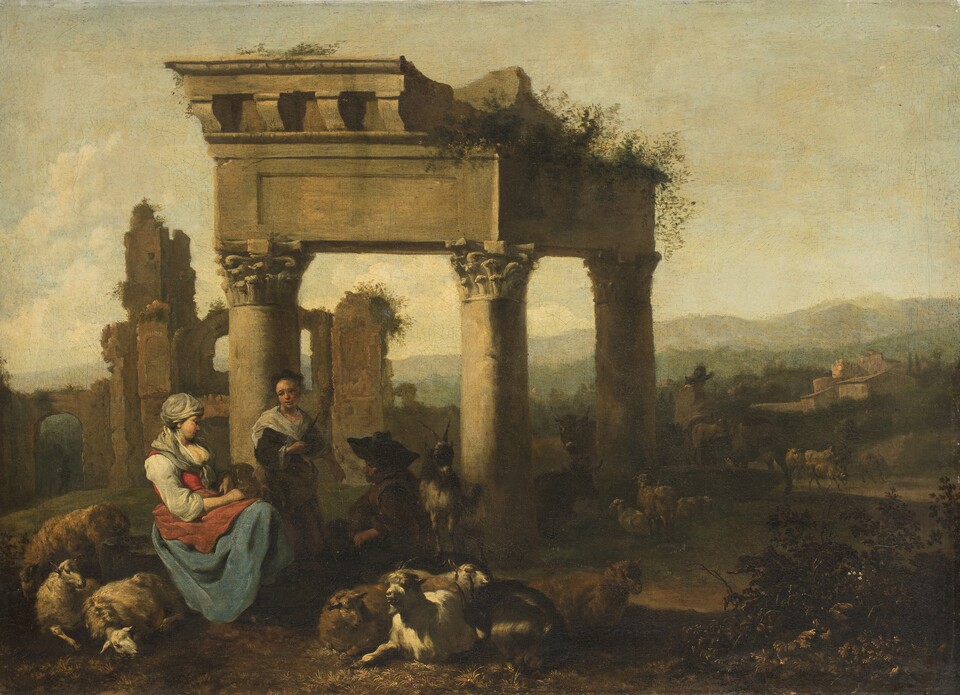 Unbekannter Künstler	Ruinenlandschaft	o. J.	Öl auf Leinwand	65 x 90 cm	FB 40