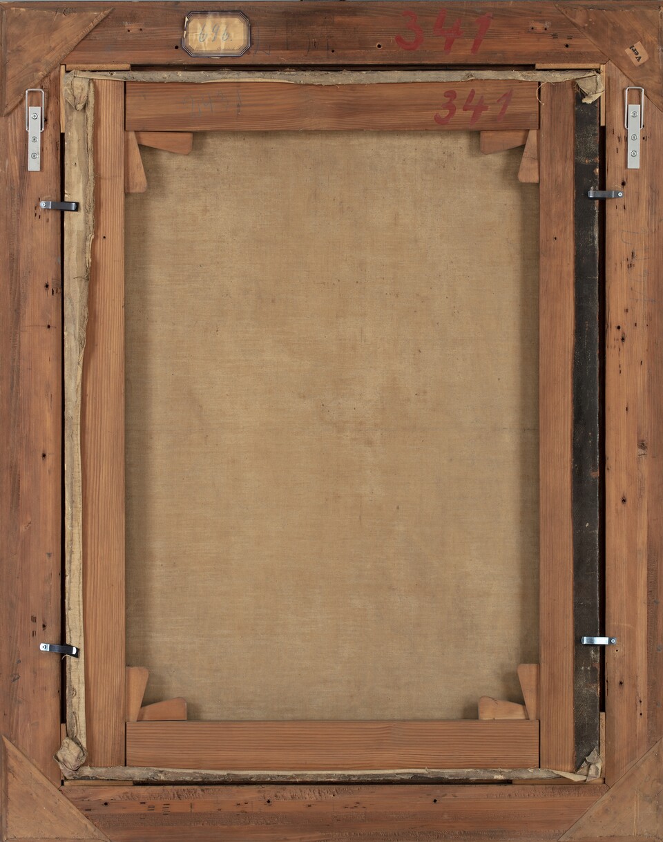 Philipp Sauerland	Stillleben mit Hase	1714, Öl auf Leinwand, 108 x 88 cm, Rückseite	HK-696