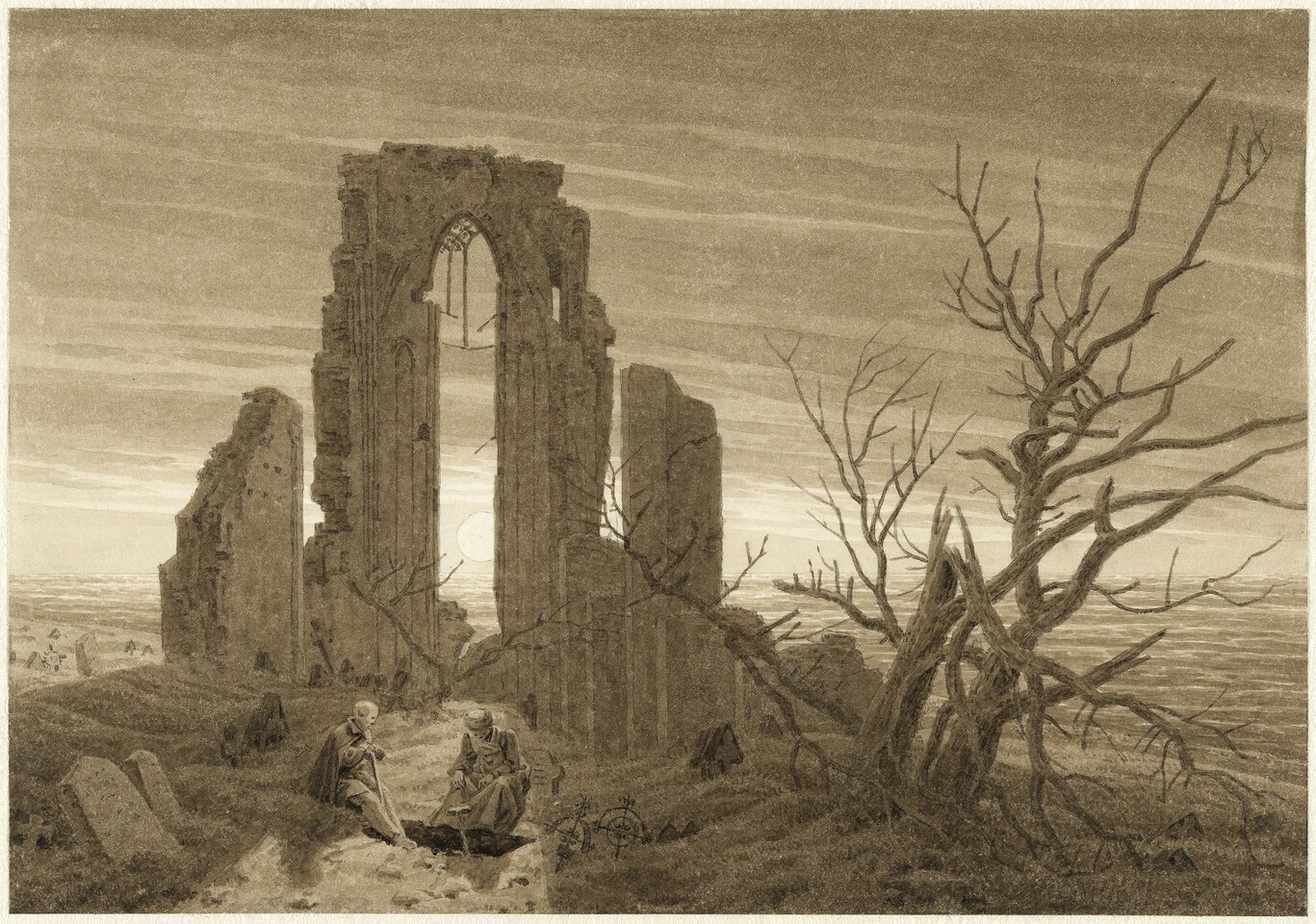 Caspar David Friedrich (1774-1840), Die sieben Sepiazeichnungen der Lebensalter, Winter (Die Lebensalter Blatt 5), Winter (The Ages of Man, Sheet 5) um 1826, © Hamburger Kunsthalle/bpk, Foto: Christoph Irrgang