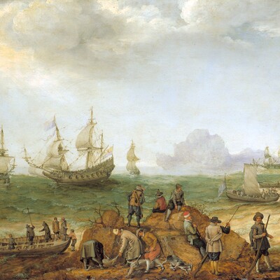 Adam Willarts (1577-1664) Wildziegenjagd an der Küste, 1620,  Öl auf Eichholz, 68 x 154,5 cm,  Hamburger Kunsthalle, Geschenk der Johann Averhoff-Stiftung 1912