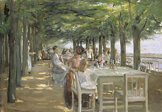 Max Liebermann, Die Terrasse des Hotel Louis C. Jacob in Nienstedten an der Elbe, 1902, Öl auf Leinwand,70 x 100 cm © Hamburger Kunsthalle / bpk Foto: Elke Walford