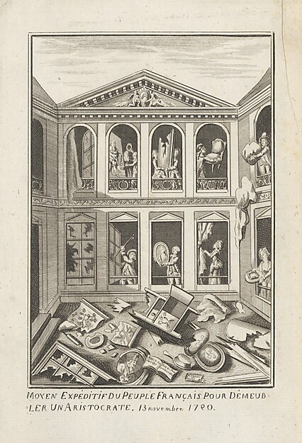 Anonym, Ein Schnellverfahren des französischen Volkes, um einen Aristokraten von seinem Hab und Gut zu befreien, um 1790, Hamburger Kunsthalle, Kupferstichkabinett © Hamburger Kunsthalle / bpk Foto: Christoph Irrgang