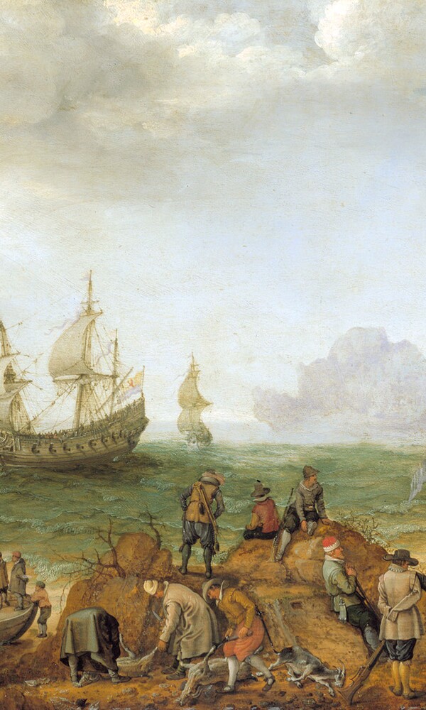 Adam Willarts (1577-1664) Wildziegenjagd an der Küste, 1620,  Öl auf Eichholz, 68 x 154,5 cm,  Hamburger Kunsthalle, Geschenk der Johann Averhoff-Stiftung 1912